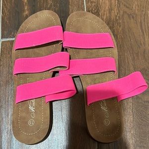 Neon pink sandals